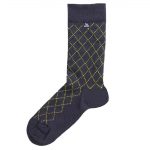 Blue sock with checkered yellow